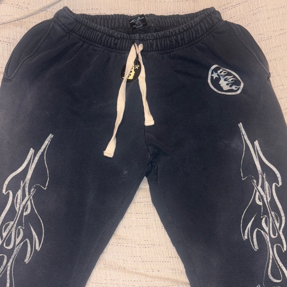BRAND NEW Men's HELLSTAR Black Jogger Pants with Flame Design XSMALL with Tag